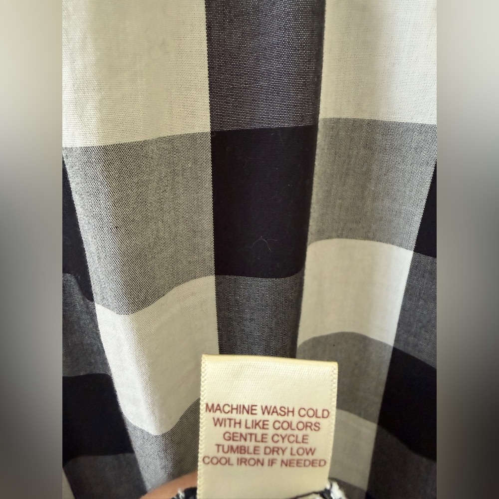 100% Cotton Sleeveless Black & White Plaid Fit-and-Flare Dress Sz Small - Picture 5 of 7